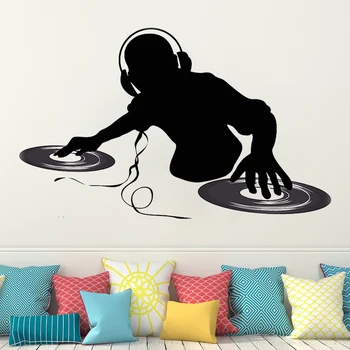 

Disc jockey Turntablism DJ music rock and roll DJing wall stickers for Nightclub decoration Vinyl Bedroom Livingroom Decal HQ07