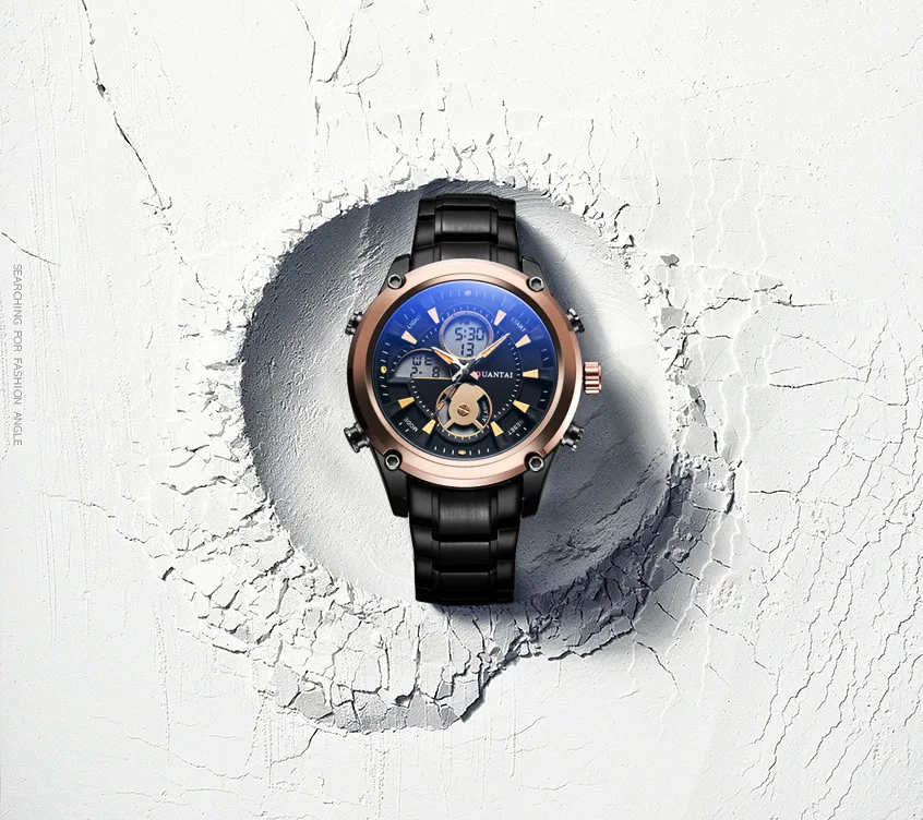 

Duantai Steel Belt Multi-functional Double Inserts Outdoor MEN'S Watch Electronic Watch Sports Watch Waterproof Night Light