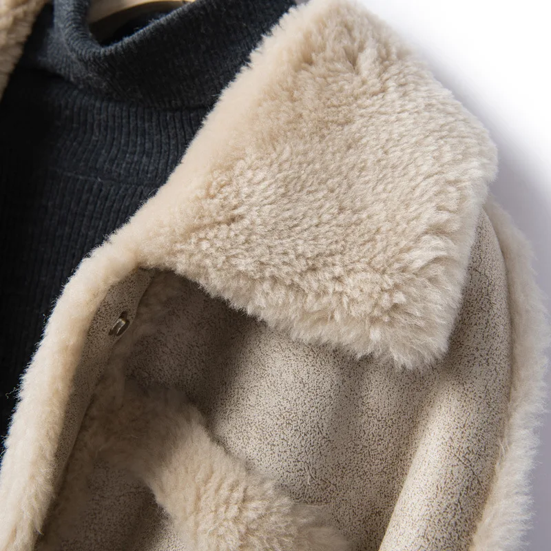 Толстое теплое 100% замшевое пальто с натуральным мехом женское винтажное зимнее