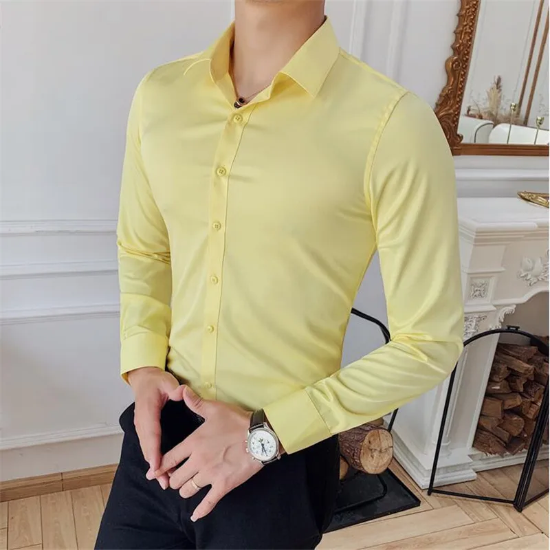 Men Long Sleeve Solid Dress Shirt Fashion Slim Male Social Casual Business Shirt long sleeve shirt,men casual shirt