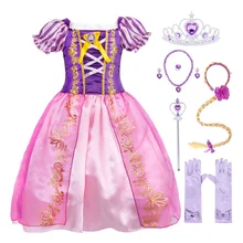 AmzBarley платья Рапунцель для девочек; нарядная детская праздничная одежда; маскарадный костюм принцессы на день рождения и Хэллоуин