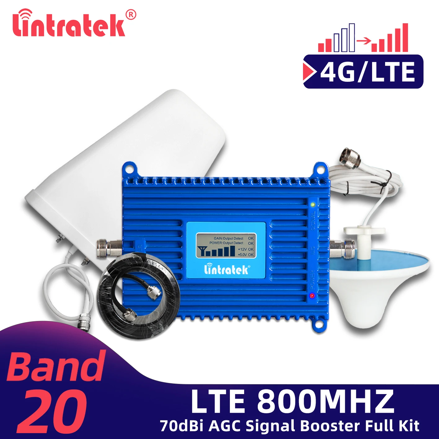 Повторитель сигнала Lintratek 4G LTE 800 с ЖК-дисплеем МГц 6 7 | Мобильные телефоны и
