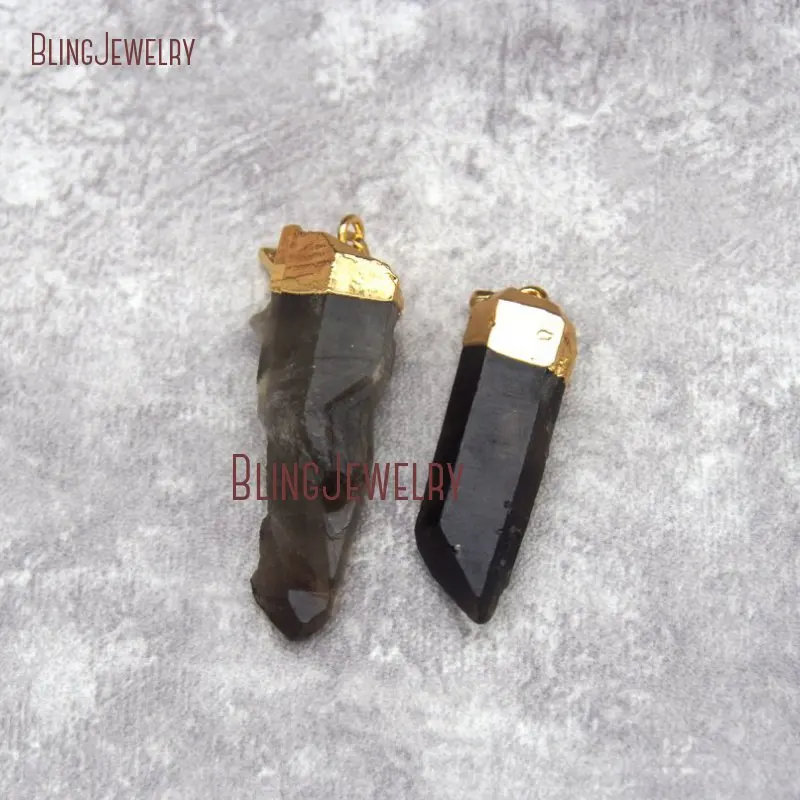 20190802-PM27391- Irregular Faceted Irregular Shape Smokey Quartz Gold Pendant_4