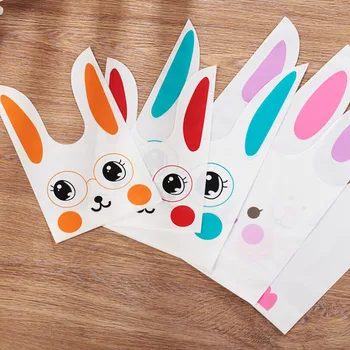 

24 Different Styles Bunny Candy Bags Gift Wrap Bags for Party Favors Supplies, 100 pcs Cute Rabbit Ear Food Bags with Twist Ties