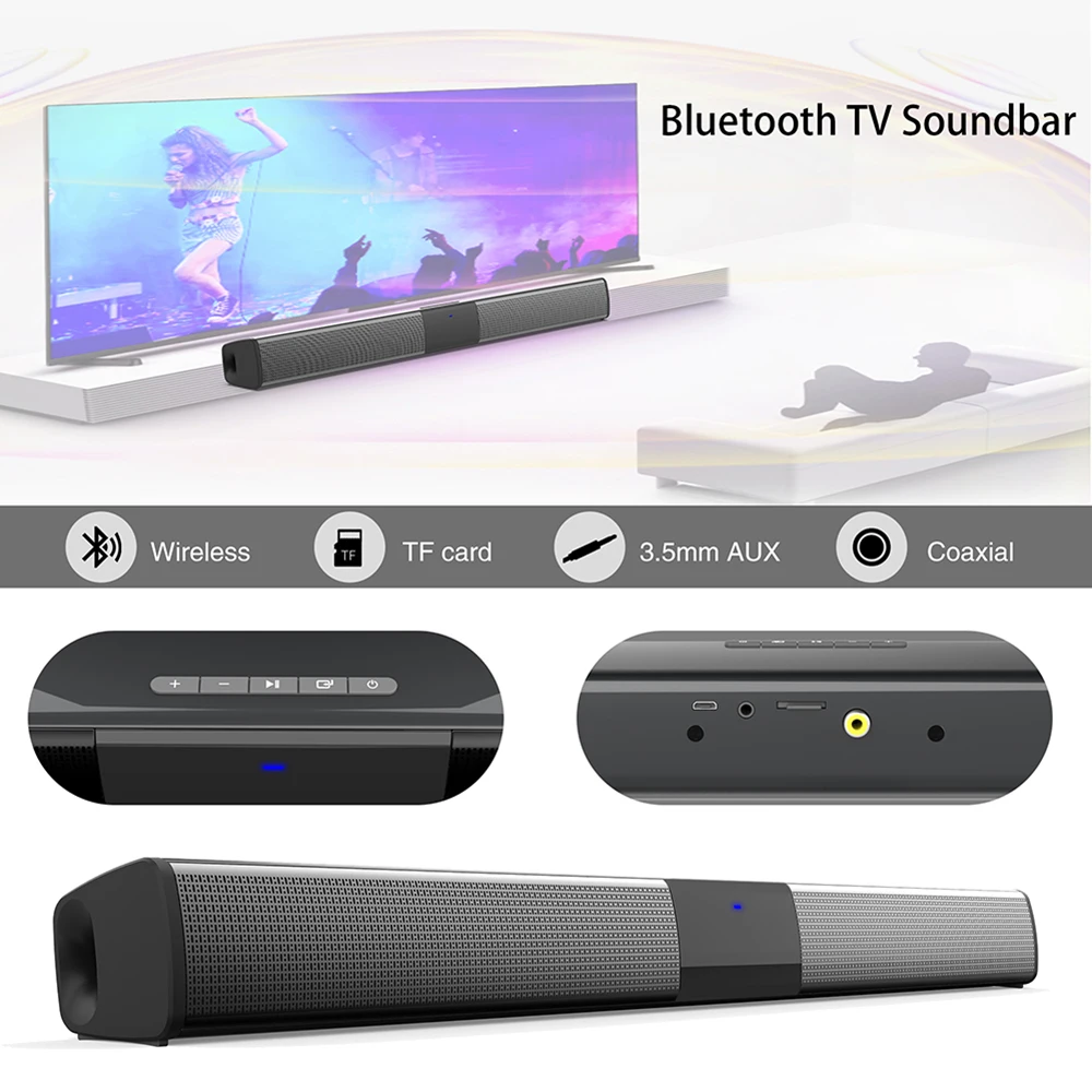 Klw Bs28D 20W Wireless Bluetooth Soundbar Altoparlanti Stereo Home Theater Audio Tv Sound Bar Surround Sound Colonna Doppio Subwoofer
