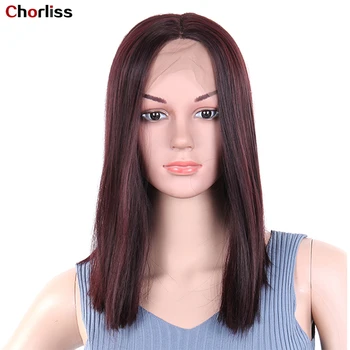 

Chorliss Lace Front Middle Straight Synthetic Wigs Middle Part Fashion Daily Life High temperature Fiber Wig For Women 16 Inches