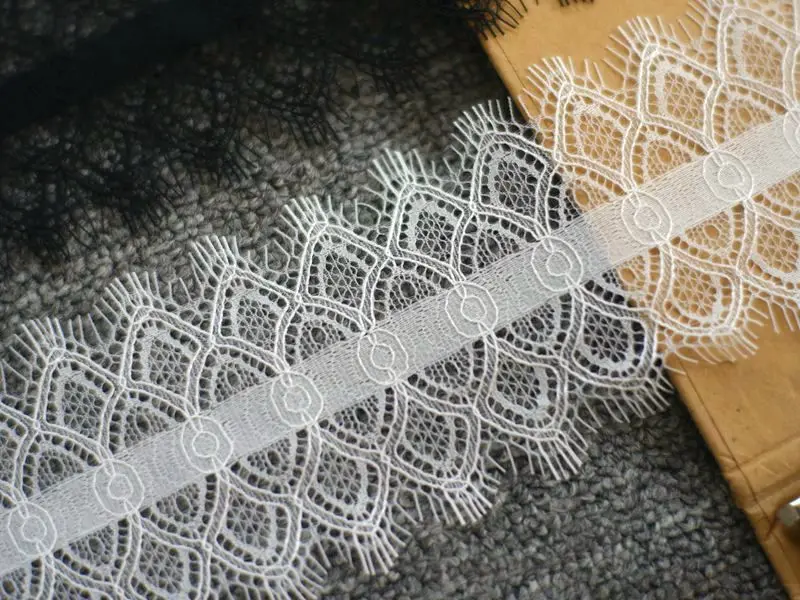 8 см Женская одежда diy швейная кружевная отделка, ресницы кружева обрезки, 15 метров = 1 лот, черный, белый