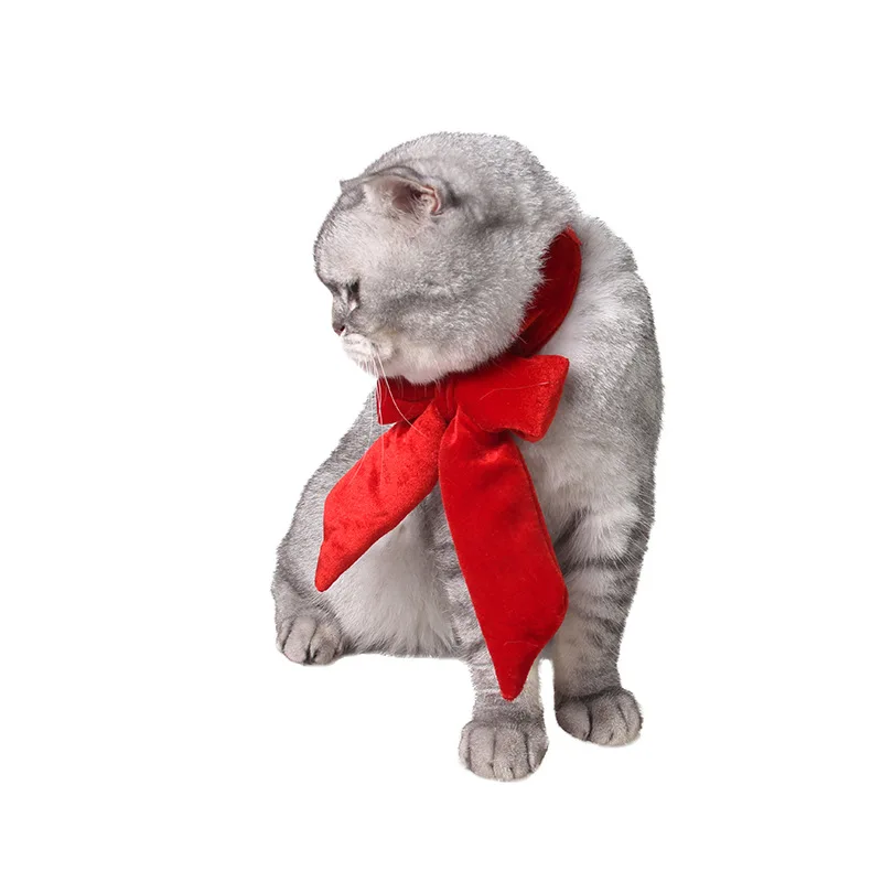 Cat Christmas Product Factory Red Retro Performance Bowtie Dog Holiday Fleece Large Bow Pet Decorations