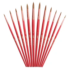 12 шт./компл. акварельные кисточки для гуаши кисти для рисования маслом набор с круглой головкой красного дерева набор нейлоновых волосяных Краски ing кисти школьные принадлежности