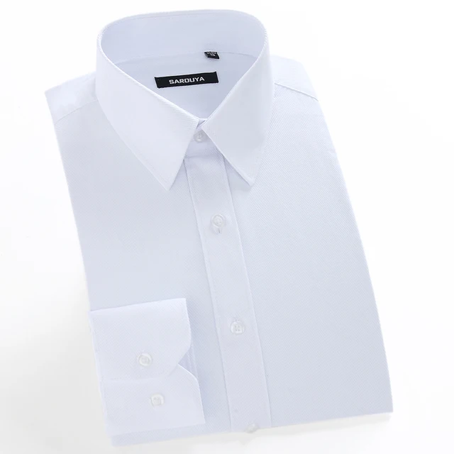 Мужская Базовая дизайнерская рубашка с длинным рукавом, классический воротник, Классический крой, формальная деловая работа, Social, твил, топы, рубашка - Цвет: Белый