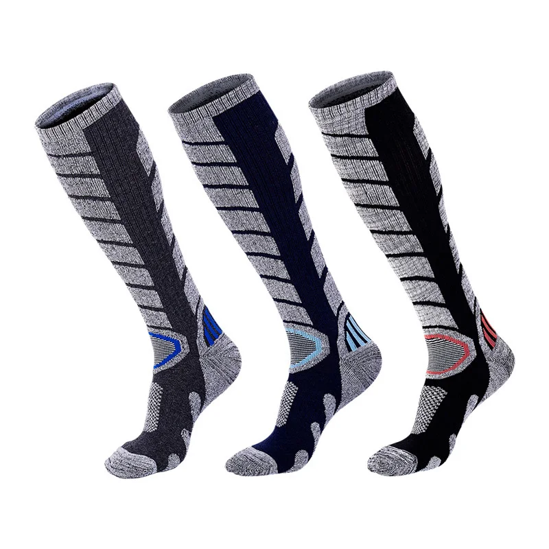 2 Pairs Long barreled Ski Socks for Men Women Terry Thermal Ventilation