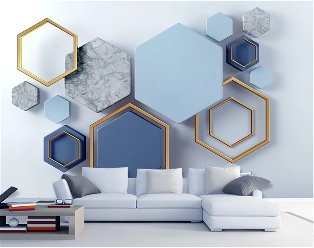 

milofi3d stereo modern minimalist geometric marble mosaic TV background wall