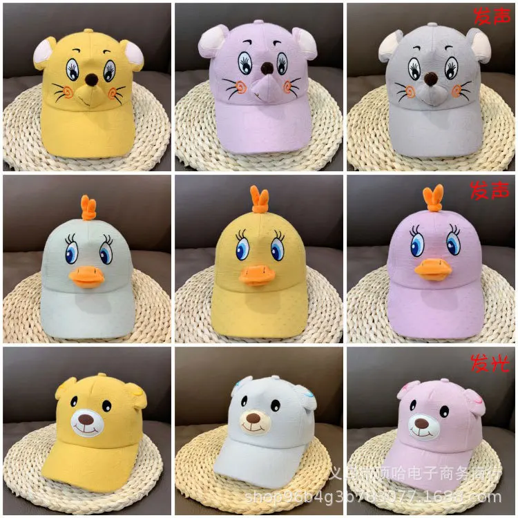 

Spring Infants Children Cricket-cap Hat BOY'S Female Baby Bear Cartoon Sun Hat Infant Baseball Cap Thin