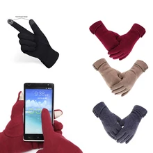 1 пара, модные зимние перчатки с сенсорным экраном, теплые микро бархатные перчатки, ветрозащитные в холодную погоду, легкие для женщин