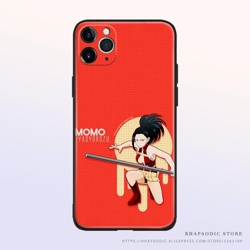 Мягкий Силиконовый ТПУ чехол для телефона Momo Yaoyorozu BNHA с аниме IPhone SE 6 6s 7 8 Plus X XR XS 11 12