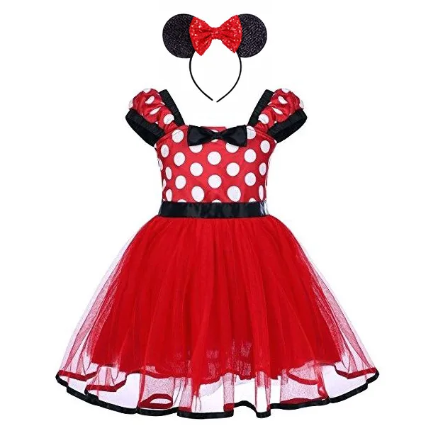 Dress D Розовое и красное платье с Минни для маленьких девочек, Повседневное платье в горошек, Filles платье-пачка для дня рождения для малышей маскарадный костюм с Микки Маусом, платье - Цвет: Dress D