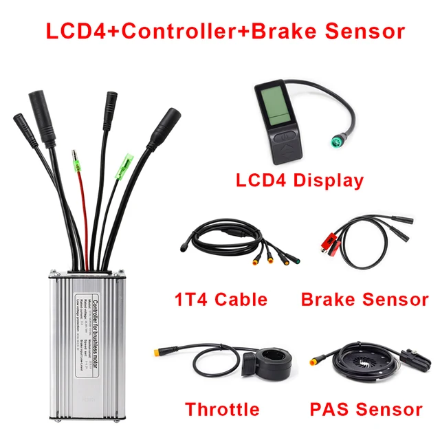 Ebike 25A 500W/750W Controller 36V/48V+LCD+Throttle+Brakes+PAS+Speed