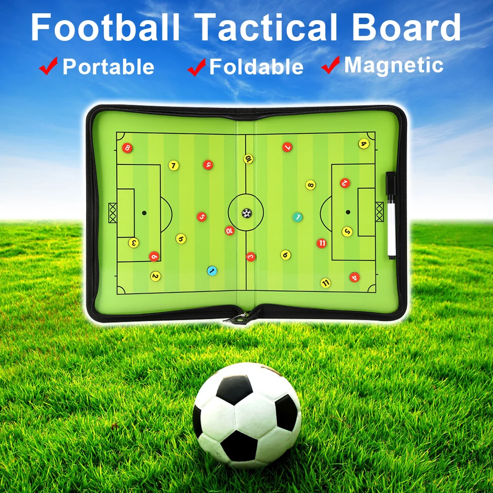 

Hot Sale Portable and Foldable Leather Magnetic Football Training Coach Kit+24 PCS Magnet for Tactical Drawing