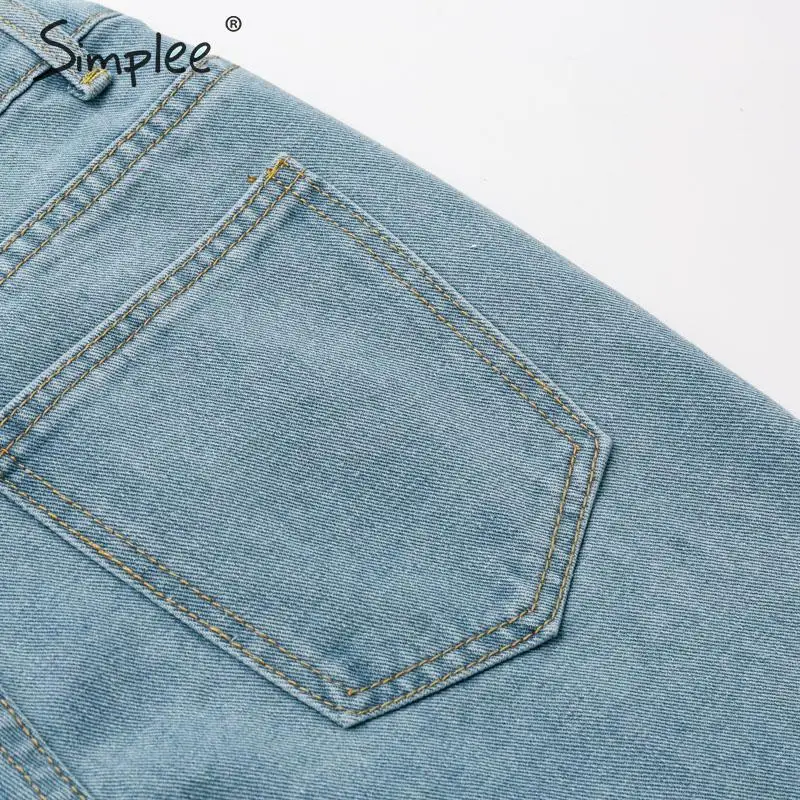 Simplee женские молнии прямые брюки пуш-ап джинсы средней талии пуговицой брюк осень зима уличная женская одежда