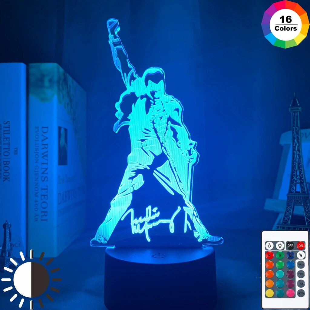 3d лампа Queen Freddie Mercury фигурка светодиодный ночсветильник с сенсорным датчиком