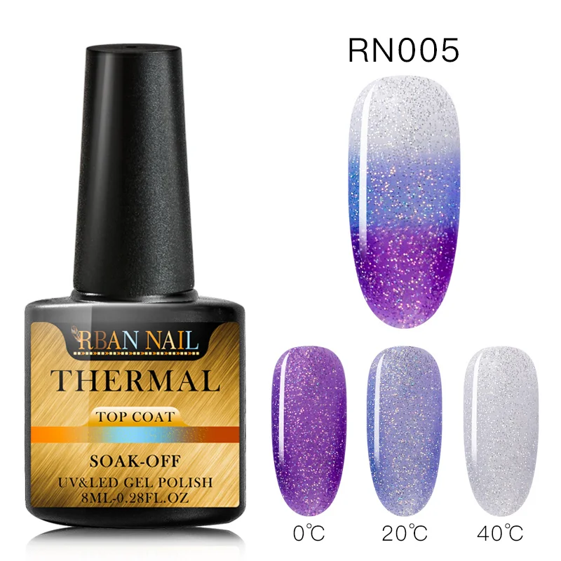 RBAN ногтей термальный мерцающий гель для ногтей изменение температуры цвета замочить от УФ светодиодный Гель-лак для нейл-арта лак для маникюра - Цвет: HHS03346