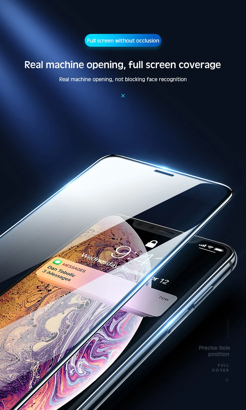 Анти-синий светильник, полное покрытие экрана, стеклянная пленка для iPhone 11 Pro XS MAX XR X, изогнутая пленка из закаленного стекла для iPhone 7 8 6 6S Plus