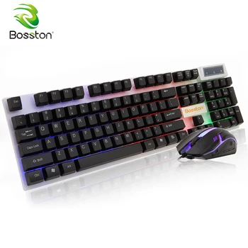

Bosston USB Wired Keyboard and mouse set Backlight 104 Keys Mechanical Feel Gaming Keyboards for PC Computer Laptop