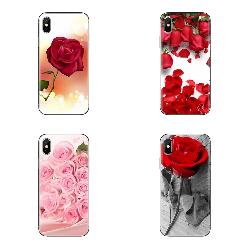 sweet red pink Roses flower Silicone Cover For Samsung Galaxy S2 S3 S4 S5 MINI S6 S7 edge S8 S9 Plus Note 2 3 4 5 8 Coque Fundas |