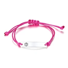 Полированный выгравированный логотип Нержавеющая сталь медицинская сигнализация плетеные веревки браслет ручной работы для подарка