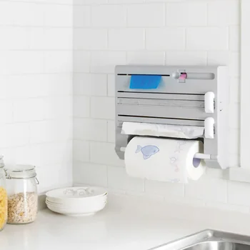 

Paper Holder Plastic Wrap Cutter Dispenser Preservative Film Cutter Tool Multipurpose Shelf Storage Box