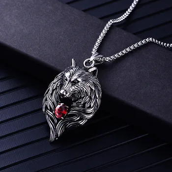 

Fashion Wolf Head Titanium Steel Chain Men's Wolf Tooth Necklace Domineering Pendant Party Accessories