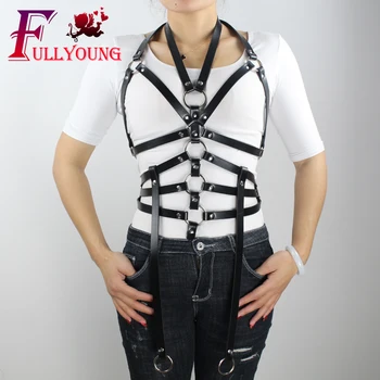 

Sexy Underwear Leather Harness Set Garter Belts Women Straps Bra Garter Body Belts Waist To Leg Body Bondage Cage Fetish vintage