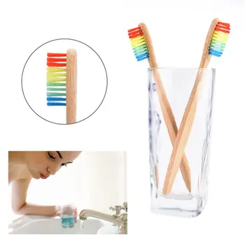 

Rainbow Head Bamboo Toothbrush Environment Wooden Bamboo Tooth Brush Wood Oral Care Soft Bristle Oral care Tool