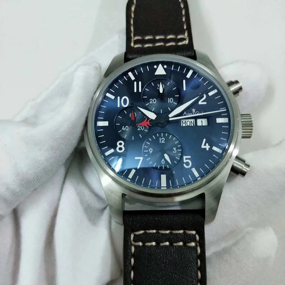 

Famous Brand New Men Automatic Mechanical Pilot's Daydate Le Petit Prince Sapphire Double Brown Black Leather Blue Watch Daydate