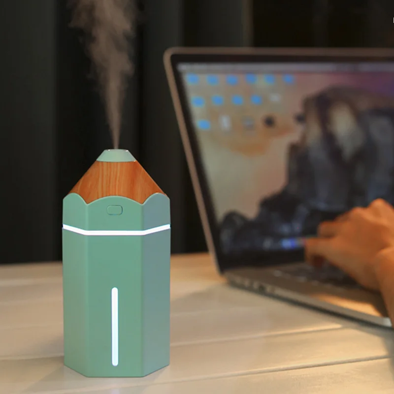 USB мини-увлажнитель, портативный Карандаш с текстурой дерева, увлажнитель с светодиодный светильник для дома и офиса FKU66