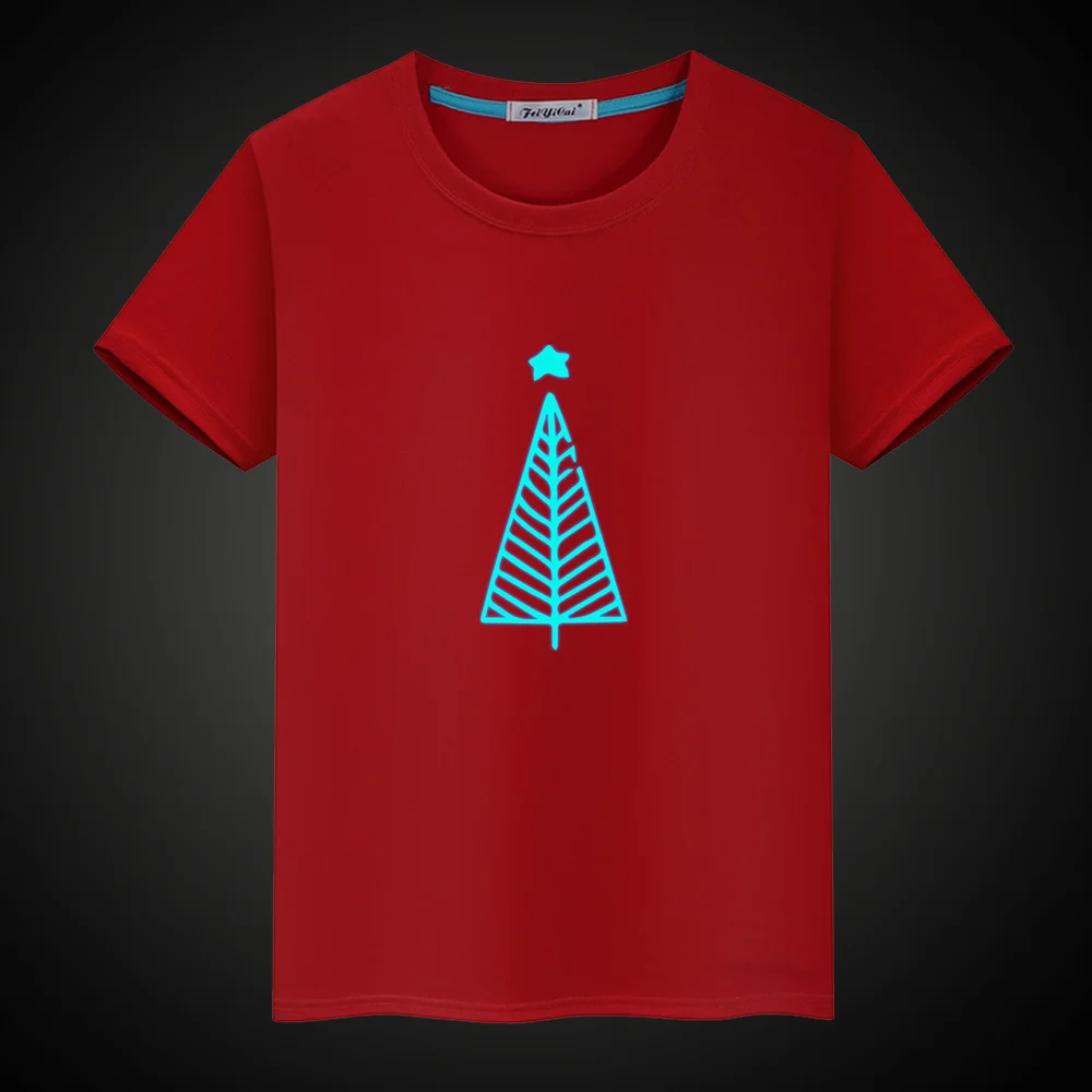 new Cartoon Christmas tree Luminous Kids T-Shirts Boy Girls Fluorescent Short Sleeves T shirt Baby Cotton Tops Ves - Цвет: 10