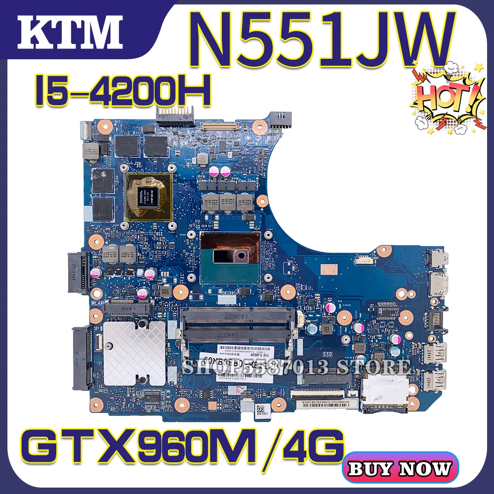 

G58JW for ASUS N551JW G551J G551JW N551JM N551JK N551J laptop motherboard mainboard 100% test OK I5-4200H cpu GTX960M/4G