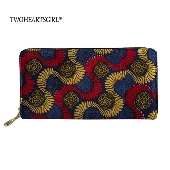 

Twoheartsgirl Wallet African Dashiki Print Long PU Leather Purse Multi-functional Card Holder Zipper Purse Clutch Money Bag