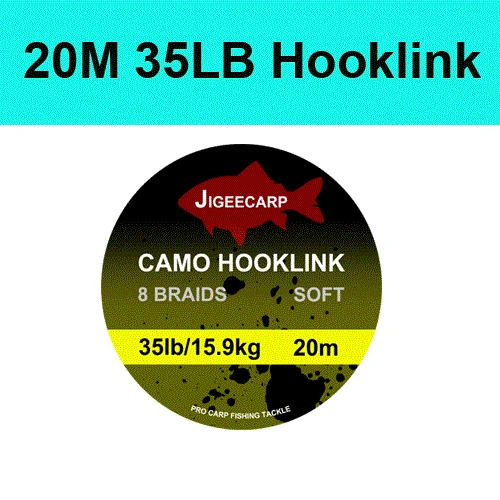 20M 35LB JIGEECARP 1 шт. леска для ловли карпа плетеная Hooklink мягкая снасть 15 25 35LB плетеная камуфляжная леска для ловли карпа - Цвет: 20M 35LB