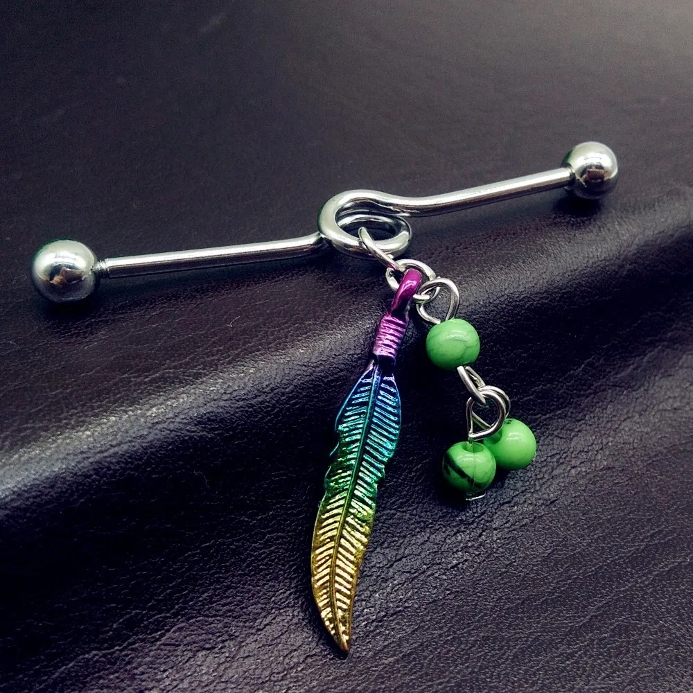 Перьевая бусина для ушной хрящ нержавеющая сталь 14 г 1 шт.|ear jewelry|jewelry jewelrystainless steel |