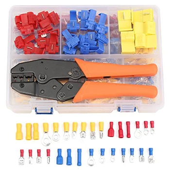 

520PCS Electrical Wire Butt Connectors Quick Splice Male/Female Spade Wire Terminals kit & 1PC Multifunction Crimping Plier Set