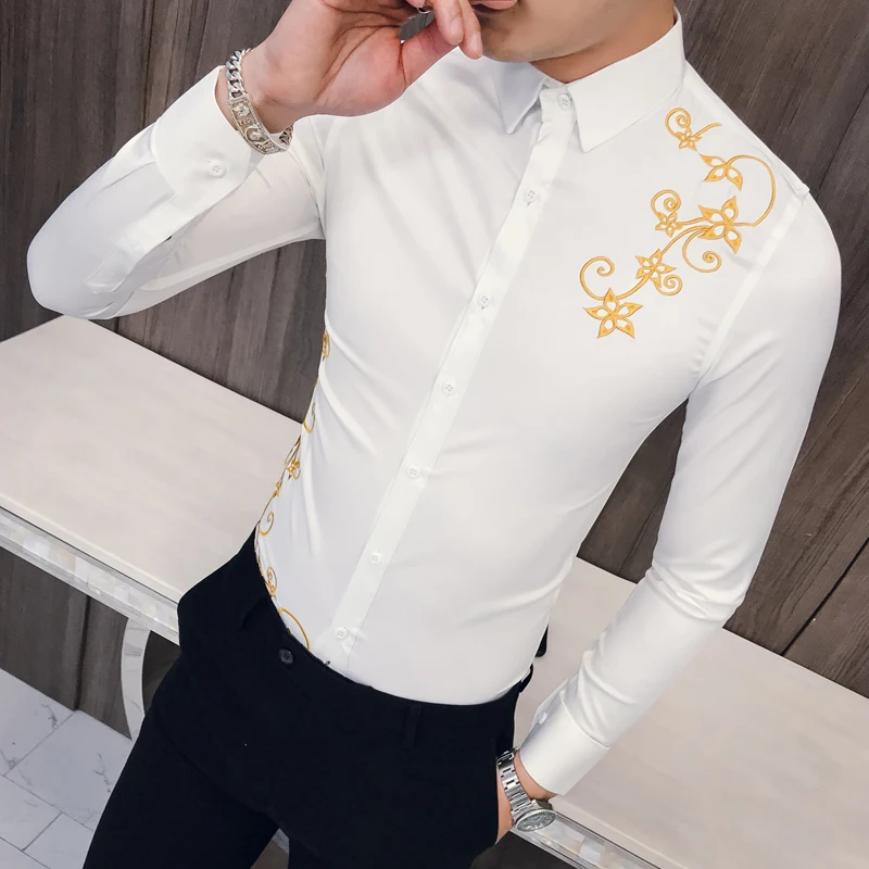 camisas blancas bordadas para hombre