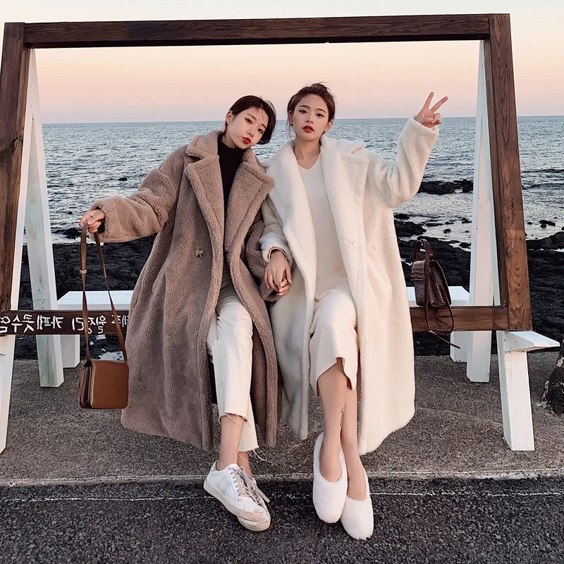 

Photo Shoot Lambs Wool Overcoat 2019 Winter New Style CHIC Korean-style Fashion Mid-length Fur Padded Coat