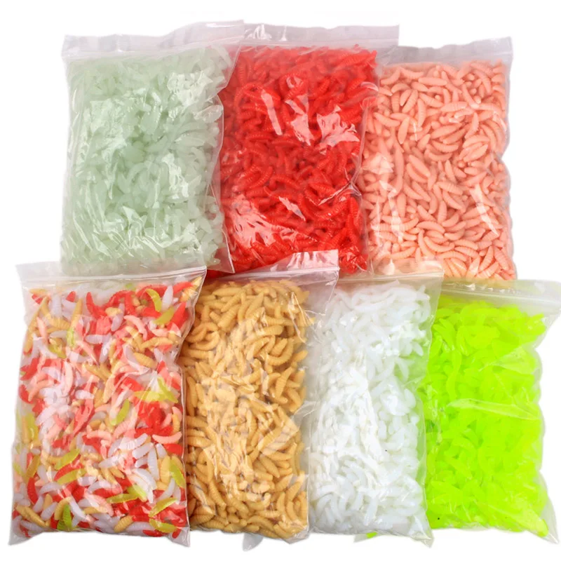 50PCS 2cm 0.3g Soft Fishing Lure Hooks Smell Worms Glow Shrimps Suspending Fish Lures Jigging lure Lifelike Fishy Smell Lures