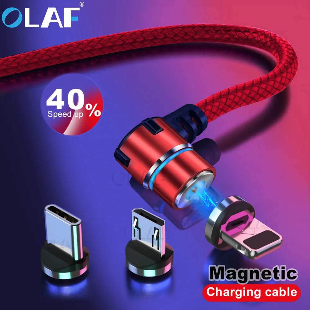 OLAF Magnetische 90 Grad mi cro USB Typ C Kabel für Iphone 7 8 Plus X XS Max Für Xiao mi Red mi hin