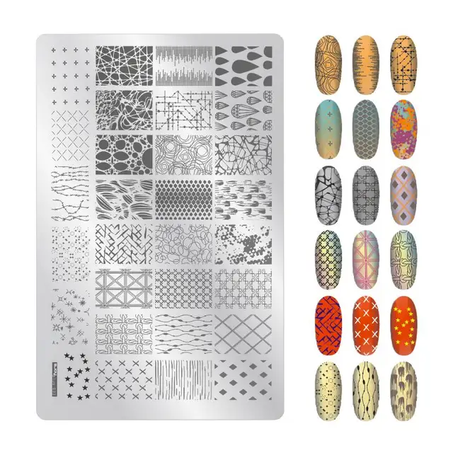 Big Size 9.5*14.5cm Nail Stamping Plates Flower/geometric shaped nail art template for DIY nail art decoration plate tools PLUS33