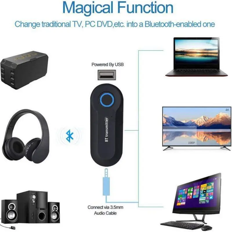 1 шт. USB беспроводной Bluetooth передатчик 3,5 мм стерео аудио музыкальный адаптер для ТВ телефонов проектор Ноутбук MP3