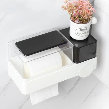 

Roll Paper Tube Household Paper Holder Bathroom Napkin Box Waterproof Rack Punch-free K888