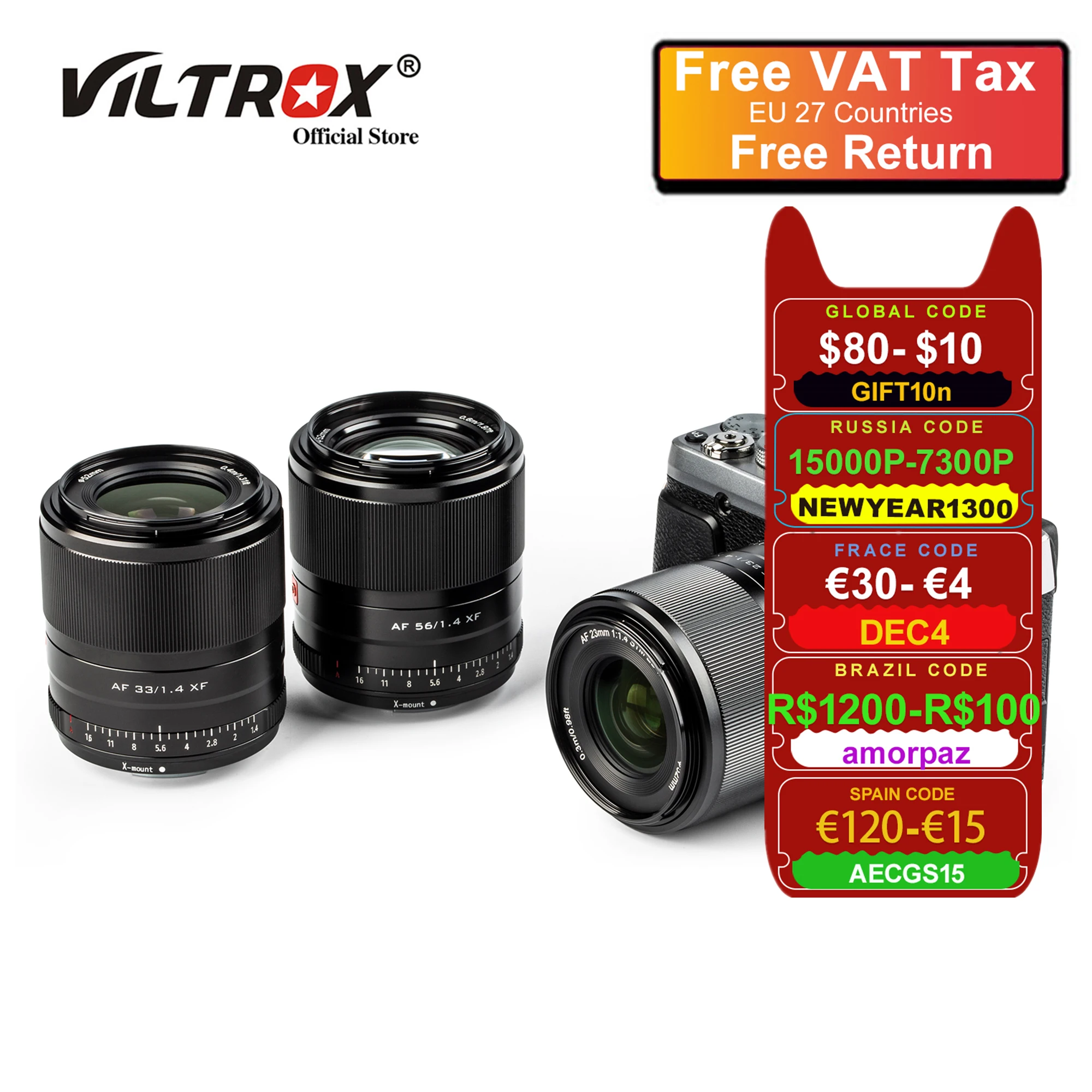 Viltrox 23mm 33mm 56mm F1.4 XF Lens Auto Focus Large Aperture Portrait Lenses for Fujifilm Fuji X Mount Camera X-T4 X-T30 | Электроника