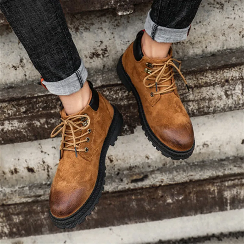 Г., мужские ботинки осенне-зимние ботильоны модная обувь на шнуровке Мужская Высококачественная винтажная Мужская обувь Размер 39-44